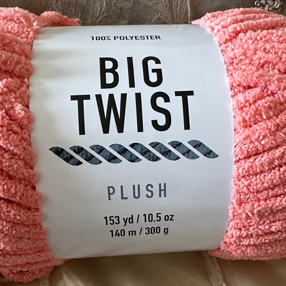 Big Twist Plush Yarn in Coral 2 left